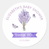 Lavender Bouquet Baby Dusche Vielen Dank Runder Aufkleber (Vorderseite)