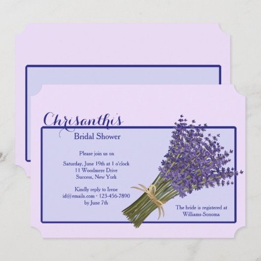 Lavender Bouquet Einladung (Vorne/Hinten)