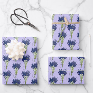 Lavender Bouquet Lila Blume Blumendruck Geschenkpapier Set
