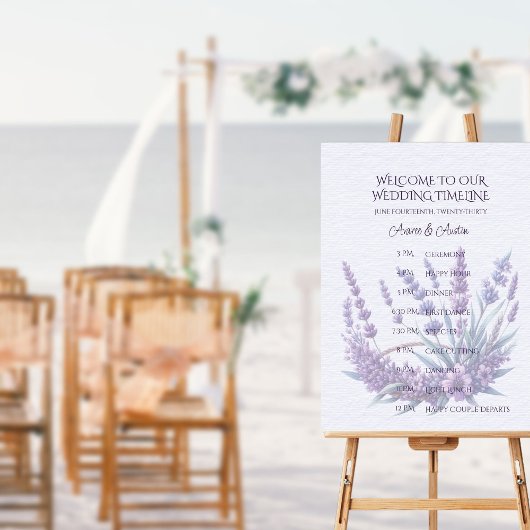 Lavender Bouquet Lila Wedding Timeline Poster