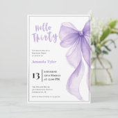 Lavender Bow 30th Birthday Invitation Einladung (Stehend Vorderseite)