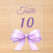 Lavender bow acrylic table number sign acryleinladungen (Vorderseite)
