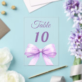 Lavender bow acrylic table number sign acryleinladungen (In Situ (Hochzeit))