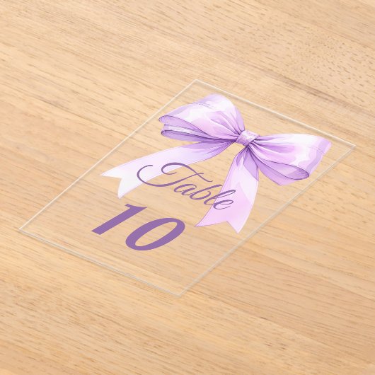 Lavender bow acrylic table number sign acryleinladungen (Ablage )