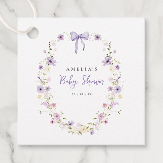 Lavender Bow Baby Dusche Wildblume Geschenk Gefall Geschenkanhänger (Vorderseite)