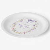 Lavender Bow Baby Dusche Wildblume Papier Teller (Schrägansicht)