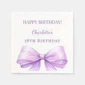 Lavender bow birthday party serviette (Vorderseite)