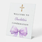 Lavender bow Confirmation welcome Sockelschild (Vorderseite)