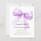 Lavender bow coquette girl birthday invitation (Vorderseite)