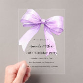 Lavender bow coquette girl luxury clear birthday acryleinladungen (Insitu (Handheld))