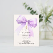Lavender bow cream girl Confirmation invitation (Stehend Vorderseite)