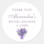 Lavender Bow Floral Brautparty Vielen Dank Runder Aufkleber (Vorderseite)