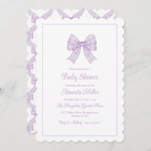 Lavender Bow Grandmillennial Preppy Baby Showroom Einladung