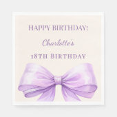 Lavender bow ivory birthday party luncheon serviette (Vorderseite)