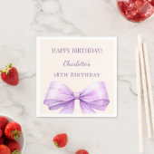 Lavender bow ivory birthday party serviette (Beispiel)