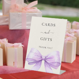Lavender bow ivory cards gifts sign sockelschild
