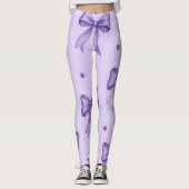 Lavender Bow Pattern Leggings (Vorderseite)