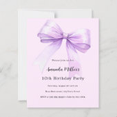 Lavender bow pink coquette birthday invitation (Vorderseite)