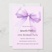 Lavender bow pink coquette girl birthday einladung (Vorderseite)