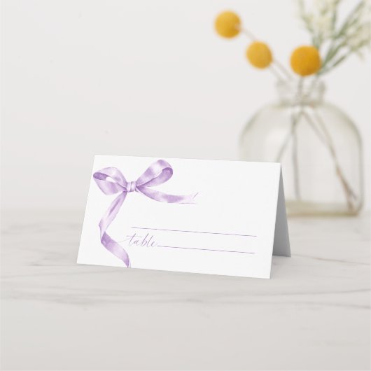 Lavender Bow Wedding Platzkarte (Vorderseite)