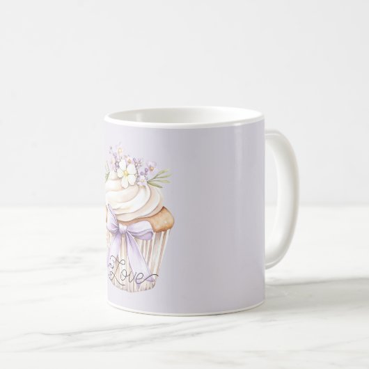 Lavender Bow Wildflower Love Cupcake Kaffeetasse (VorderseiteRechts)