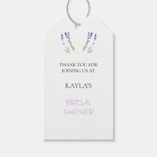 Lavender Brautparty Gefälligungstags Geschenkanhänger (Vorderseite)