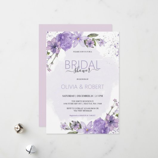 Lavender Bridal Dusche Einladung (Vorderseite/Rückseite Beispiel)