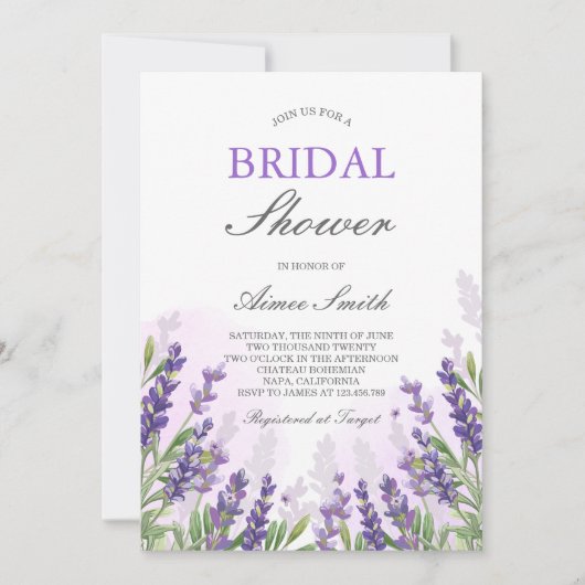 Lavender Bridal Dusche Einladung Lila rustikal (Vorderseite)