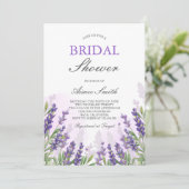 Lavender Bridal Dusche Einladung Lila rustikal (Stehend Vorderseite)
