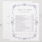 Lavender 'Bride or Groom' Bridal Shower Game  (Vorne/Hinten)