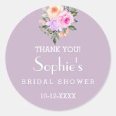 Lavender Bright Rose Brautparty Vielen Dank Runder Aufkleber (Vorderseite)
