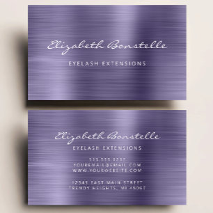 Lavender Brushed Metal Script Makeup Artist Busine Visitenkarte