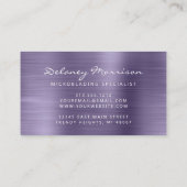 Lavender Brushed Metal Script Microblading Visitenkarte (Rückseite)