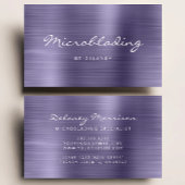 Lavender Brushed Metal Script Microblading Visitenkarte