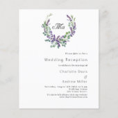 Lavender Budget Hochzeit Einladung (Vorderseite)