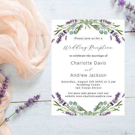 Lavender Budget Hochzeit Einladung Flyer