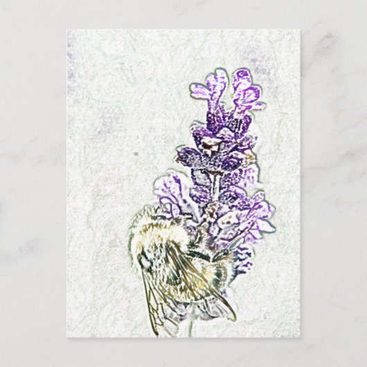 Lavender Bumblebee Pencil Postkarte (Vorderseite)
