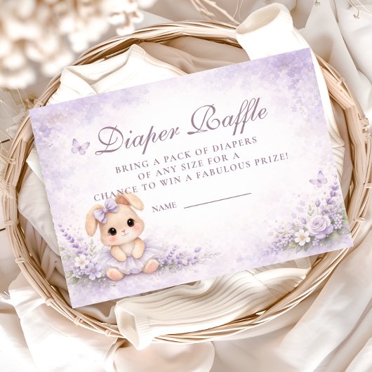 Lavender Bunny Floral Diapper Raffle Begleitkarte