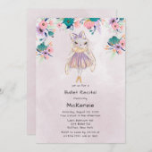 Lavender Bunny Rabbit Ballerina Ballerina Erwägung Einladung (Vorne/Hinten)