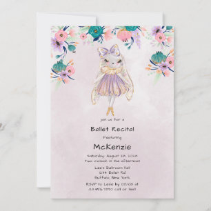 Lavender Bunny Rabbit Ballerina Ballerina Erwägung Einladung