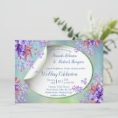 Lavender Burgundy Wedding Einladung (Stehend Vorderseite)