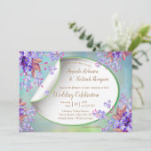 Lavender Burgundy Wedding Einladung (Stehend Vorderseite)