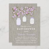 Lavender Burlap Mason Jar Baby Shower Einladung (Vorne/Hinten)