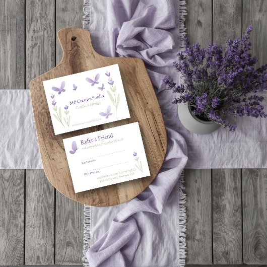 Lavender Business Branding Empfehlungskarte