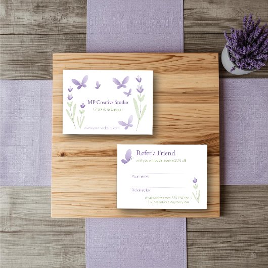 Lavender Business Branding Empfehlungskarte
