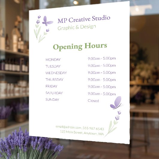 Lavender Business Branding Fensteraufkleber