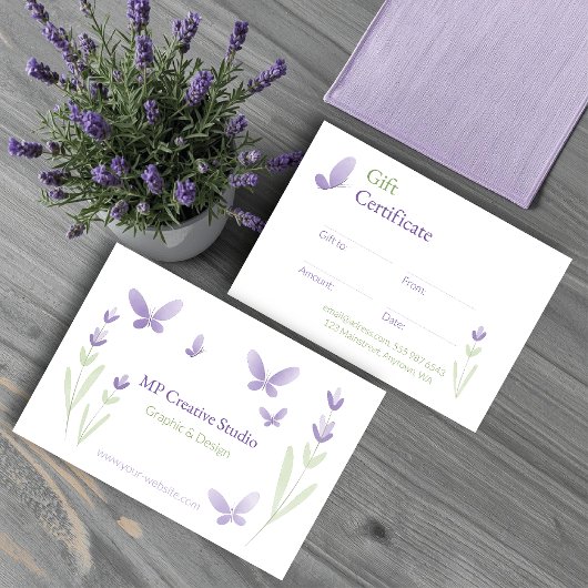 Lavender Business Branding Gift Certificate Dankeskarte