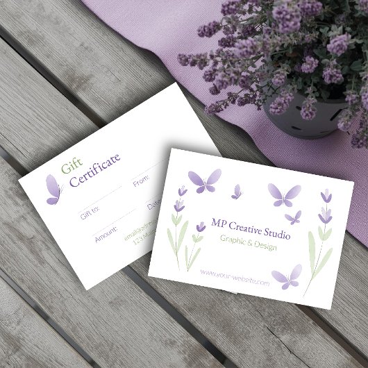 Lavender Business Branding Gift Certificate Dankeskarte