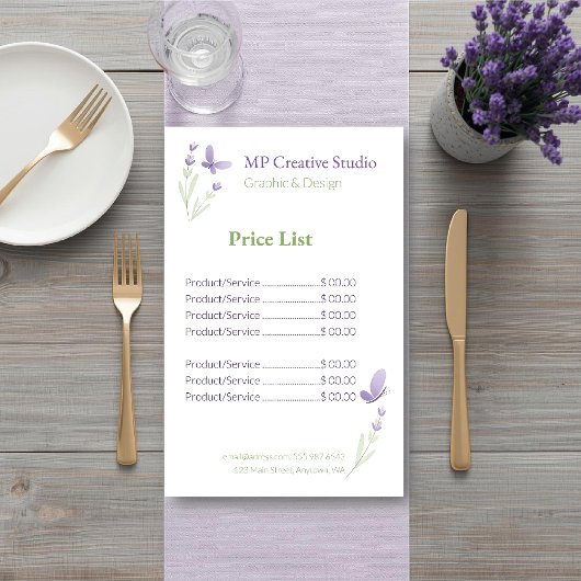 Lavender Business Branding Price List Flyer