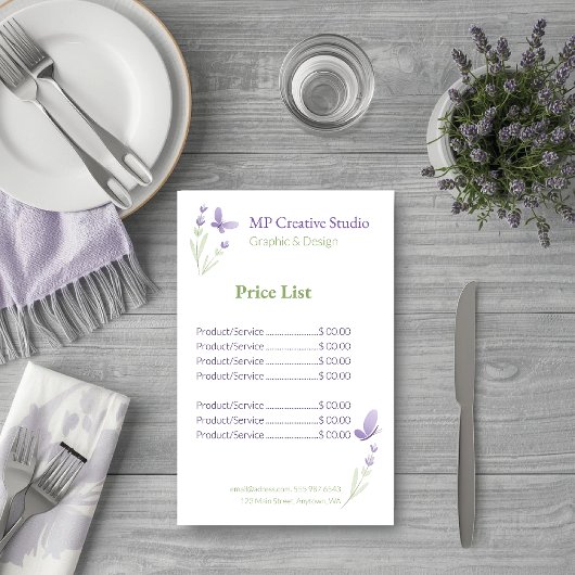 Lavender Business Branding Price List Flyer